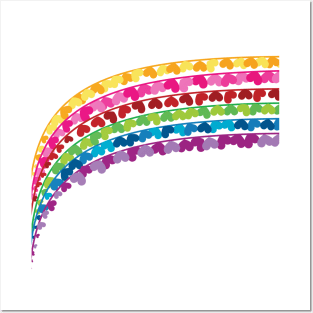 Rainbow with hearts valentine day upper left background Posters and Art